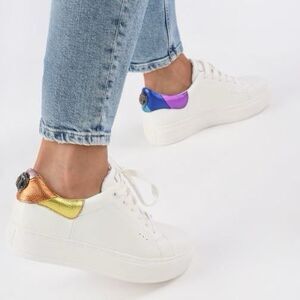 Kurt Geiger London Womens Laney Eagle Leather Sneakers White